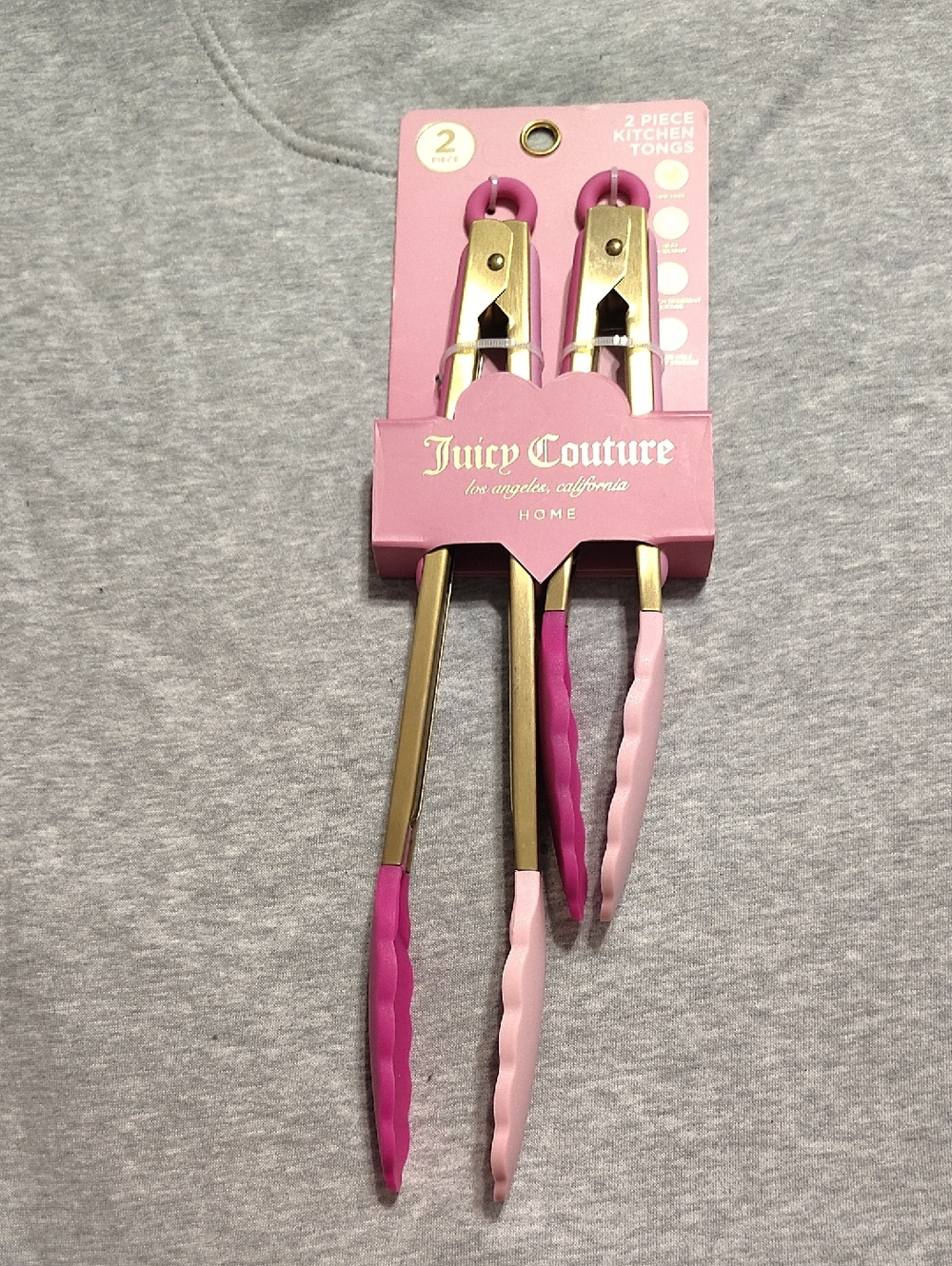 Juicy Couture Pink & Gold 2-Piece Kitchen Tongs Set